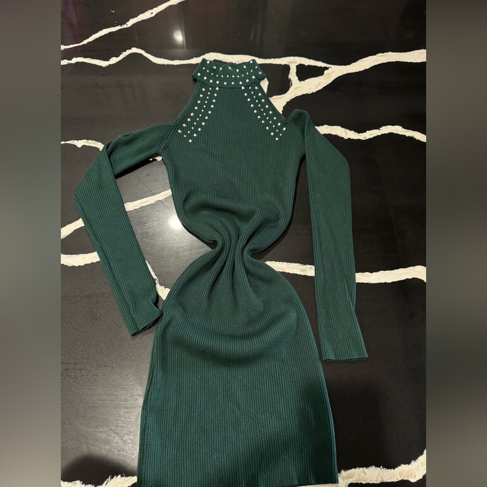 Emerald Green Ribbed Dress